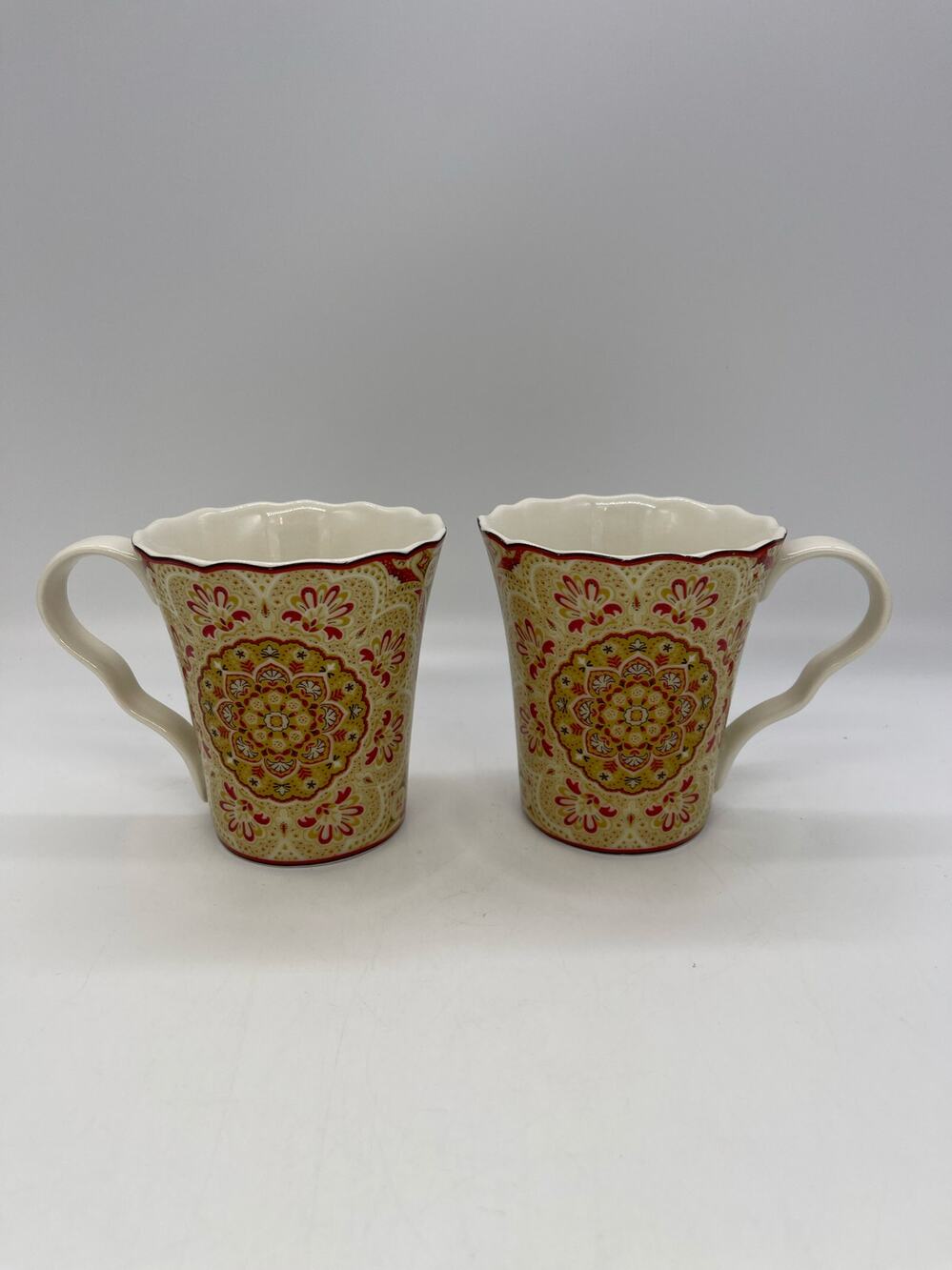222 Fifth Lyria Saffron Coffee Mugs Set of 2